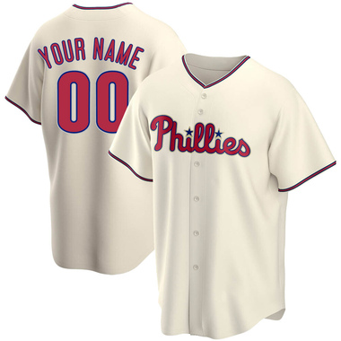 Cream Custom Men's Philadelphia Phillies Alternate Jersey - Replica Big Tall