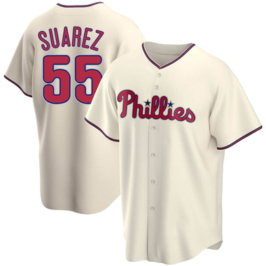 Philadelphia Phillies Suarez #68 Game Used Red Jersey Ex ST BP XL
