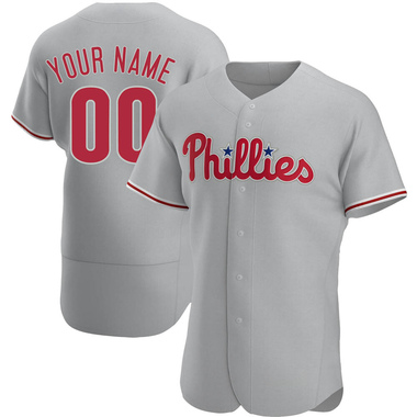 Gray Custom Men's Philadelphia Phillies Road Jersey - Authentic Big Tall