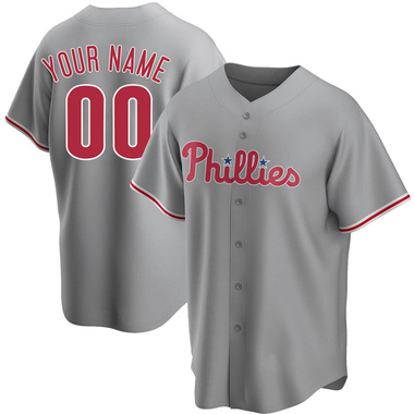 Gray Custom Men's Philadelphia Phillies Road Jersey - Replica Big Tall