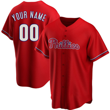 Red Custom Men's Philadelphia Phillies Alternate Jersey - Replica Big Tall