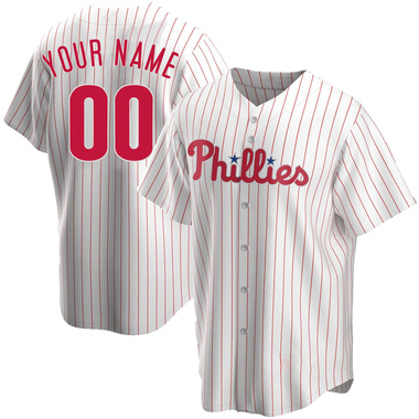 White Custom Men's Philadelphia Phillies Home Jersey - Replica Big Tall